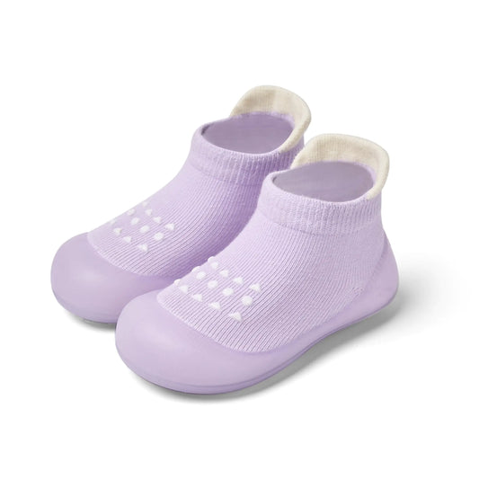 Chaussons pour bébé Chaussures de marche pour bébé Chaussons antidérapants et respirants avec semelle en caoutchouc souple Baskets pour bébé garçons filles 6-9 mois Af-39 Violet