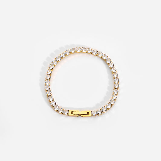 PVD 18K Gold Plated Waterproof Zircon Bracelet