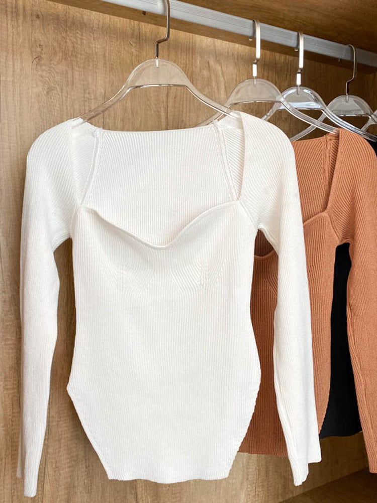 Pull tricoté à manches longues pour femme