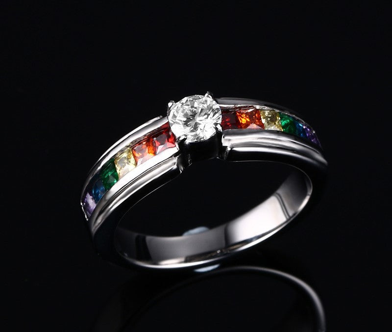 Bague arc-en-ciel en zircon