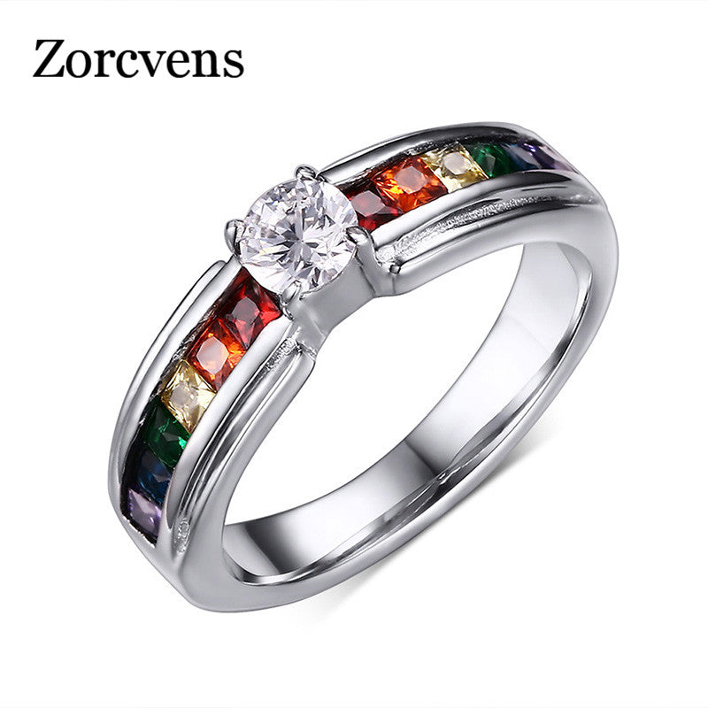 Bague arc-en-ciel en zircon