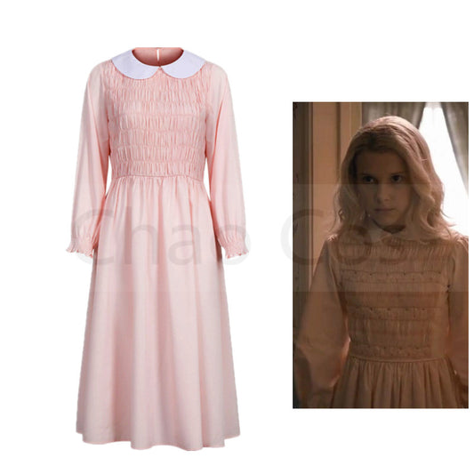 Movie Stranger Things Eleven Cosplay Costumes - Pink Color