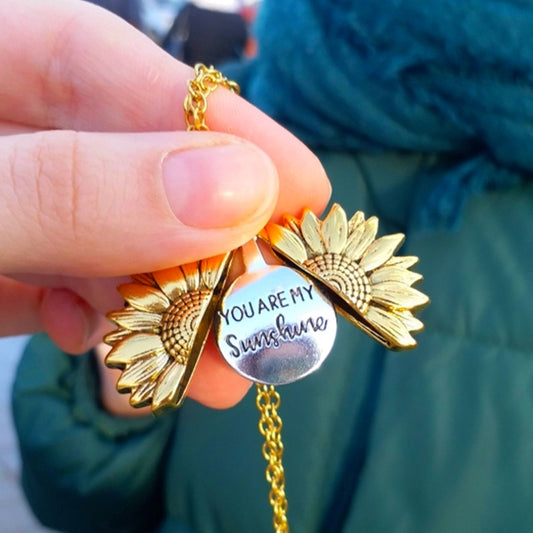 Sunflower Pendant Necklace - Crafted with Stainless Steel and Gold-Plated