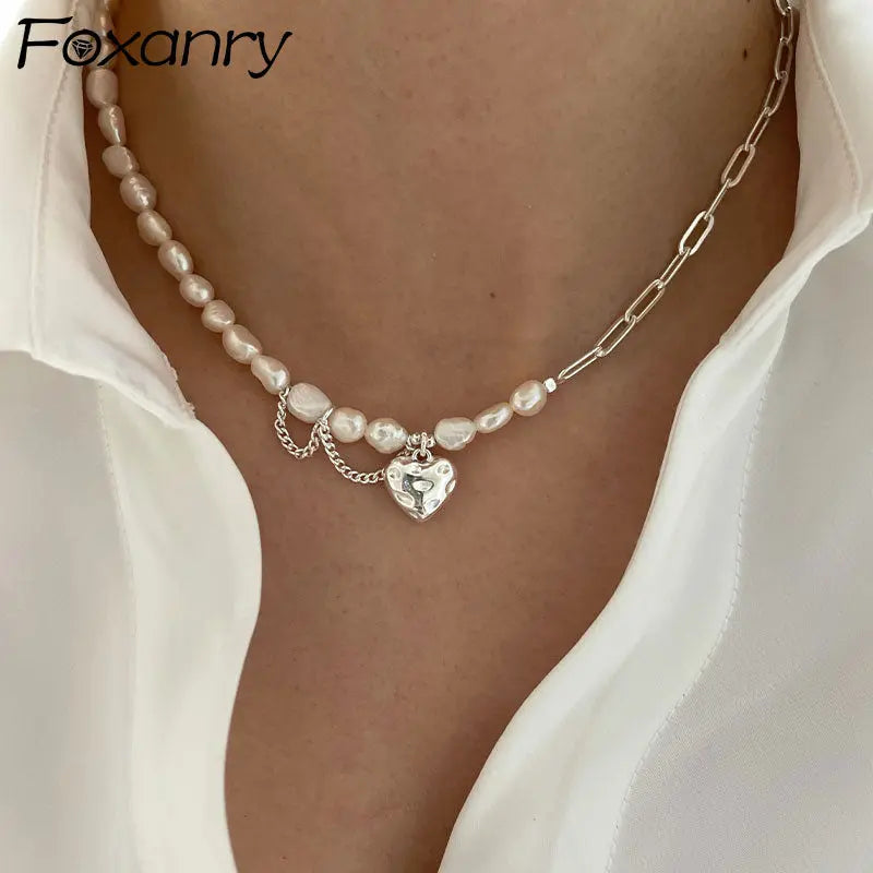 Asymmetry Chain Pearls Necklace_Vivareflex_Online