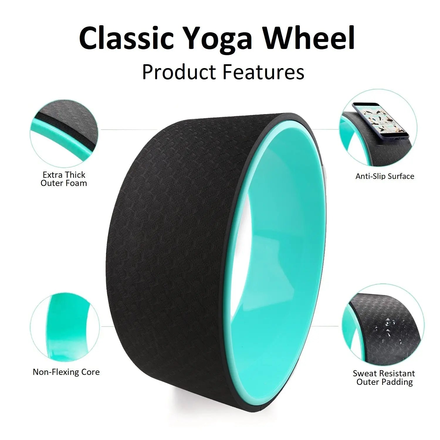 Classic Yoga Wheel Durable PVC with an Anti-Slip Surface_Vivareflex_Online