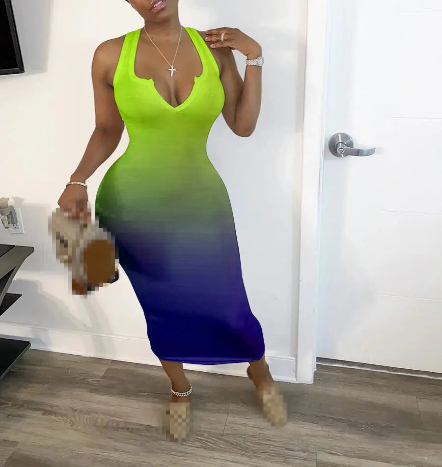 Lightweight Polyester V-Neck Dress_Vivareflex_Online