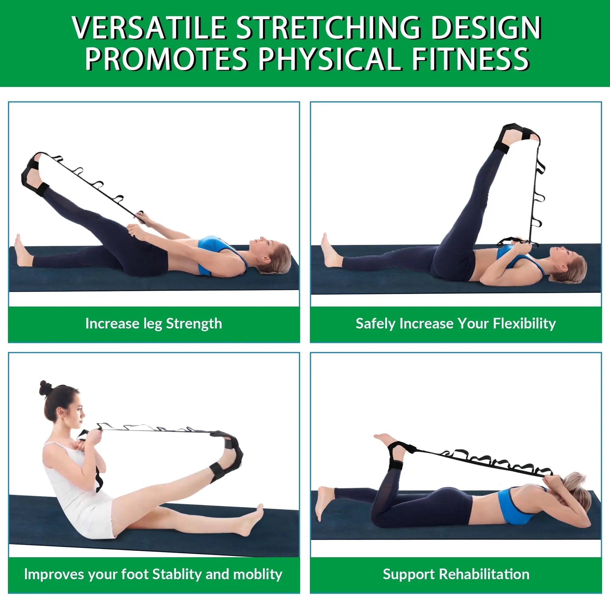 Compact Adjustable Yoga Stretch Strap_Vivareflex_Online