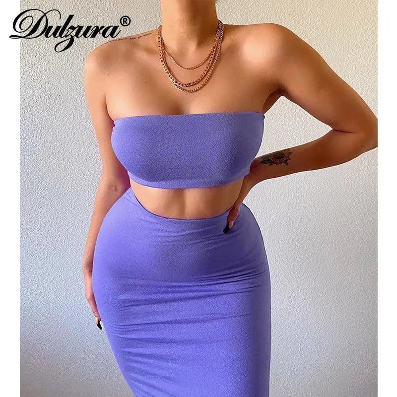 Sleeveless Knitted Bodycon Skirt Set_Vivareflex_Online