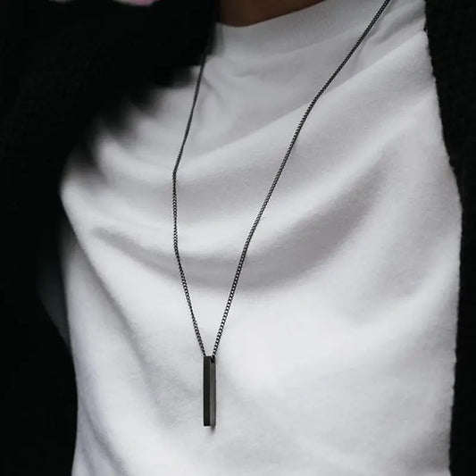 Stainless Steel Rectangle Pendant Necklace_Vivareflex_Online