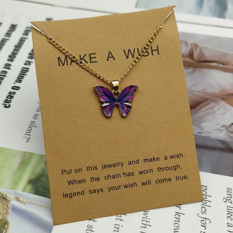 Zinc Butterfly Pendant Necklace - Golden Color_Vivareflex_Online