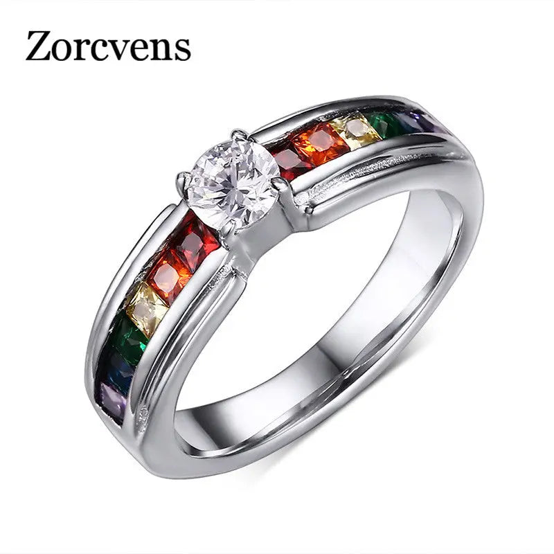 Zircon Rainbow Ring Men and Women_Vivareflex_Online