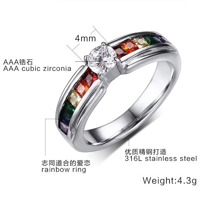 Zircon Rainbow Ring Men Women_Vivareflex_Online