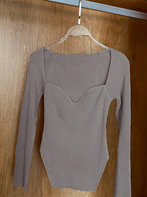 Pull tricoté à manches longues pour femme