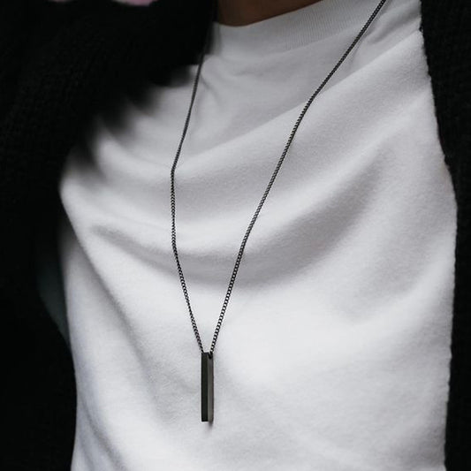 Stainless Steel Rectangle Pendant Necklace