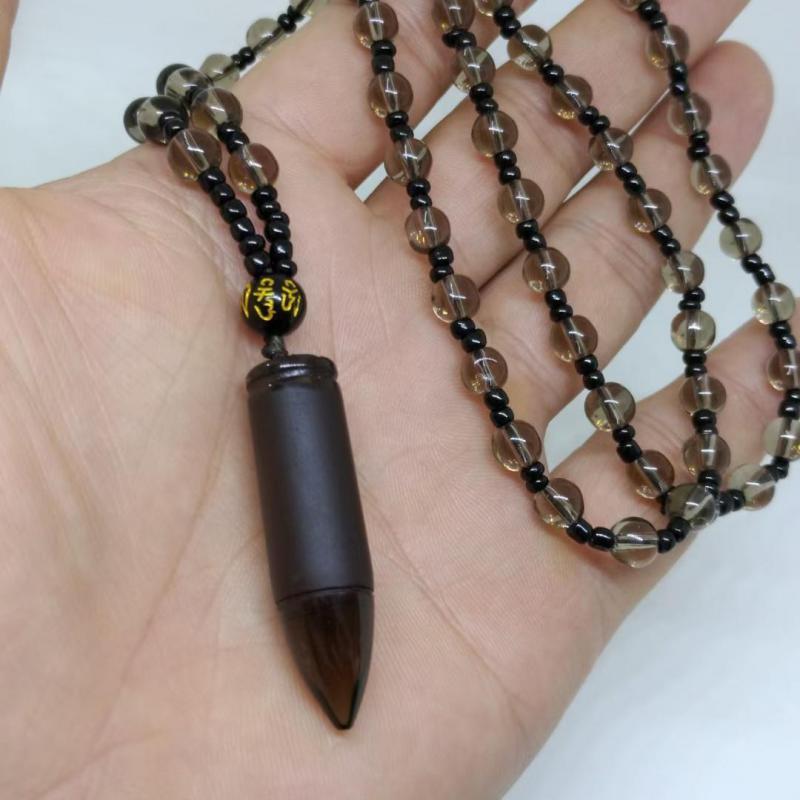 Collier pendentif en obsidienne-balle