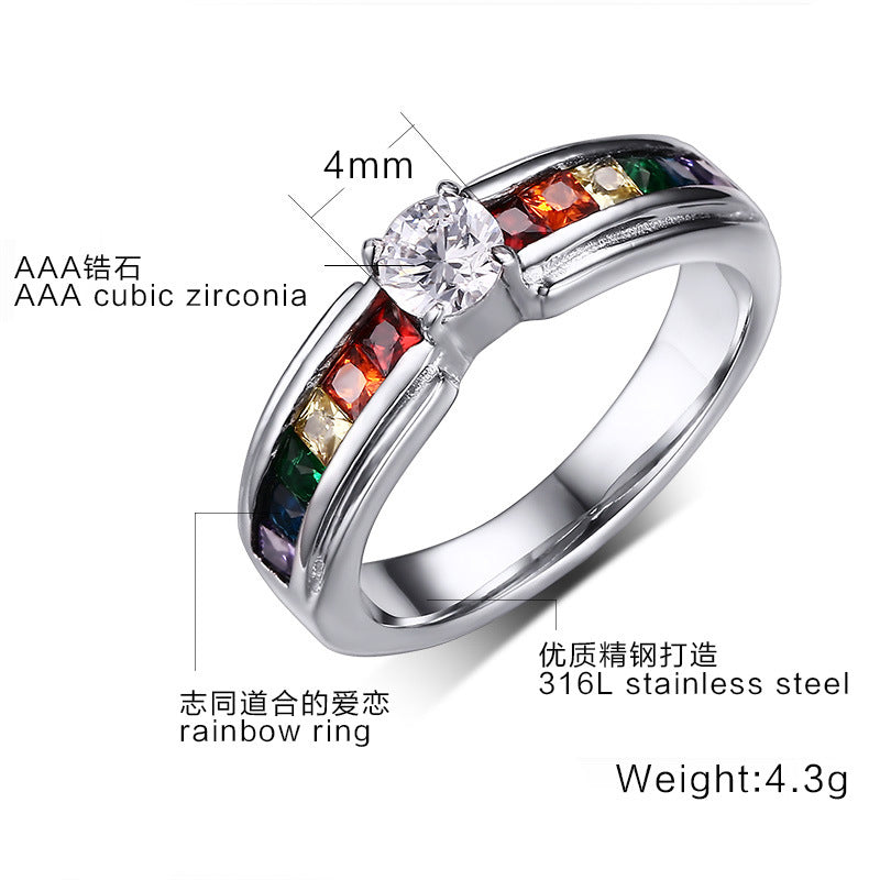 Bague arc-en-ciel en zircon